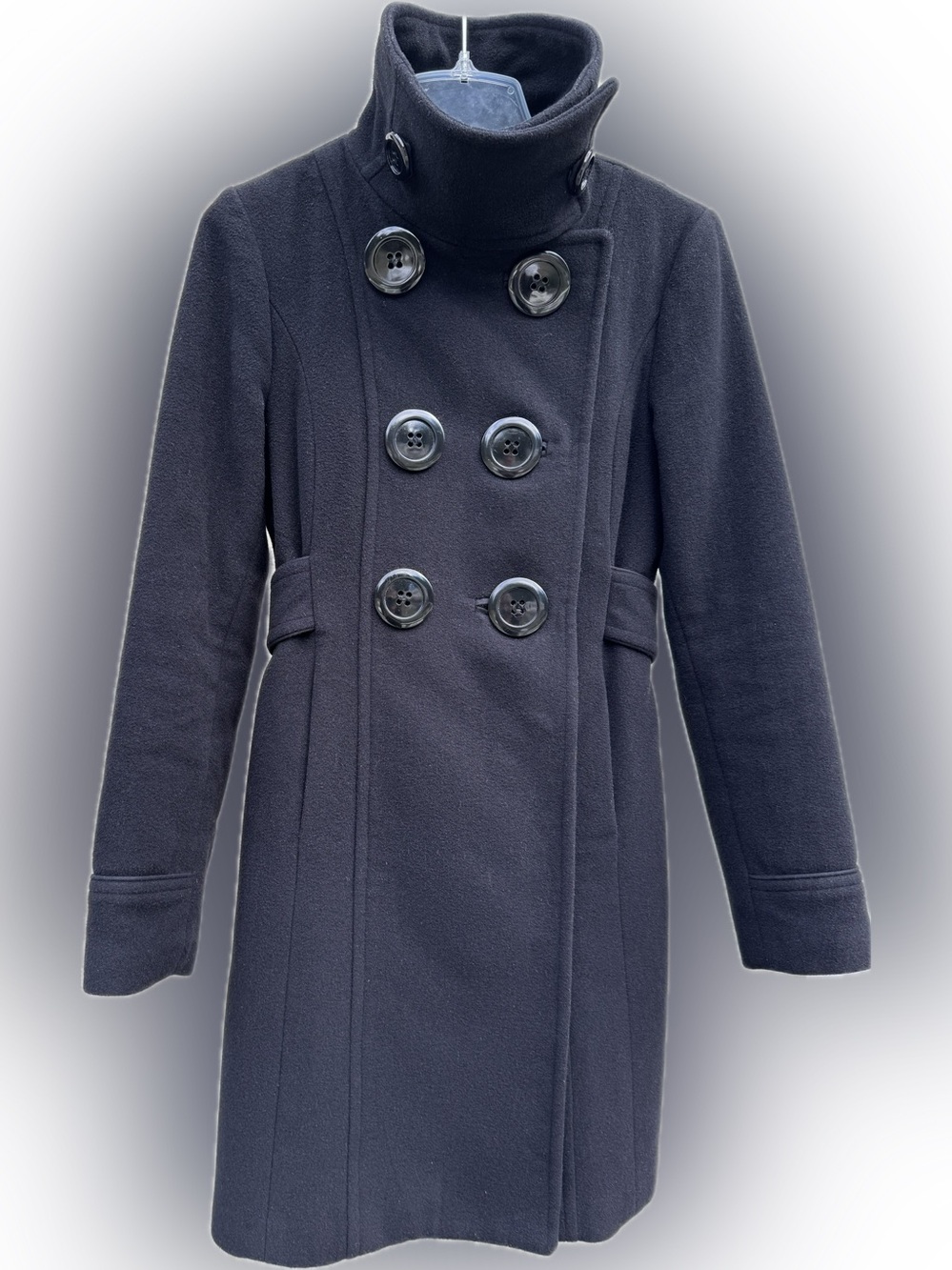 Soïa & Kyo FUNNEL NECK WOOL BLEND TRENCH BILLY-S COAT ASYMMETRICAL BLACK SOIA S
